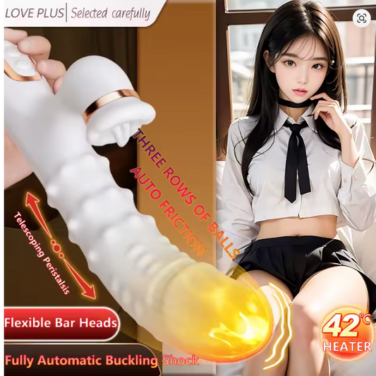 Ball Bearing Rotate Vibrator Heater Telescopic G-Spot Vibration Dildo Sucking Tongue Sex Toys For Women Female