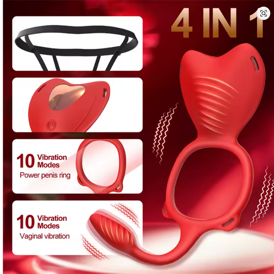 4 In 1 Wearable 10 Vibration Modes Penis Ring G-Spot Stimulator Female Wireless Control Vagina Clitoral Stimulator Adult Sex Toy
