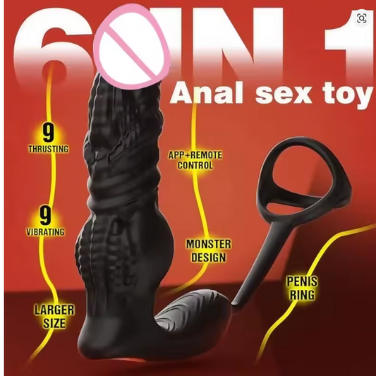 Male Thrusting Prostate Massager 6IN1 Butt Plug for Men APP Control Telescopic Anal Dildo Vibrator Adult Sex Toy with Cock Ring   5.0   10 Reviews
